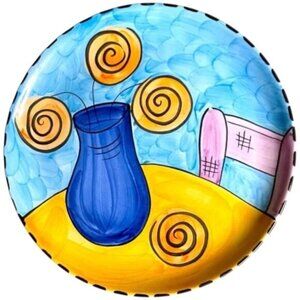 Colorful Ceramic Abstract Art Plate still life made in Portugal